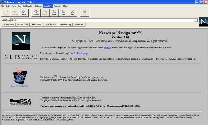 netscape navigator 2.0 브라우저